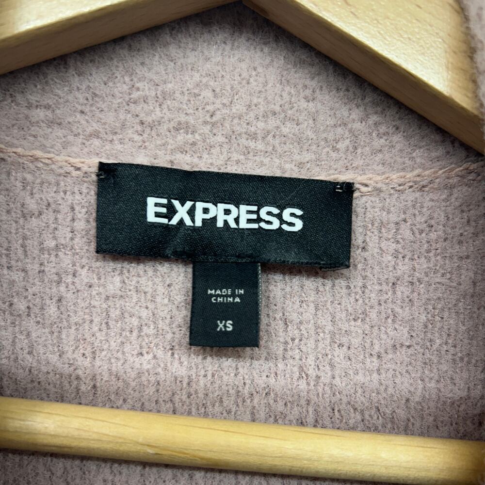 Express Pink Duster Cardigan Sweater XS Cozy Soft Knit Long Length Collared - Picture 6 of 7